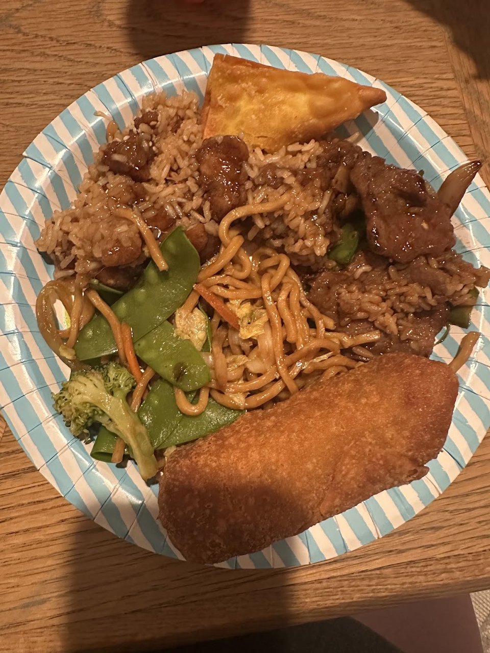 Menu page listing General Tso's Chicken and egg rolls.